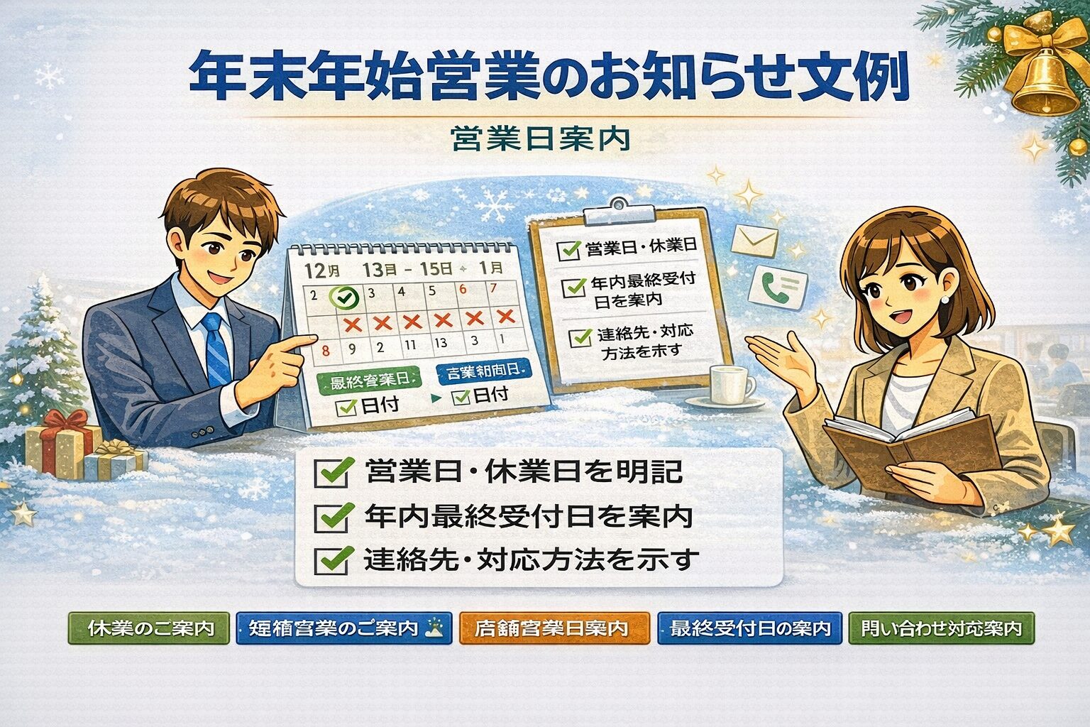 年末年始営業のお知らせ文例