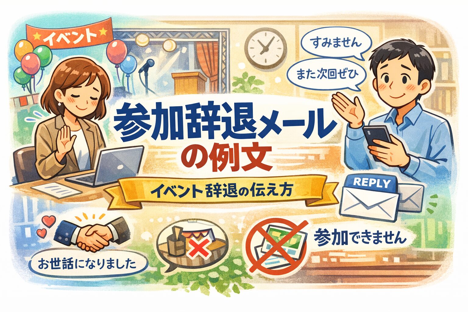 参加辞退メールの例文