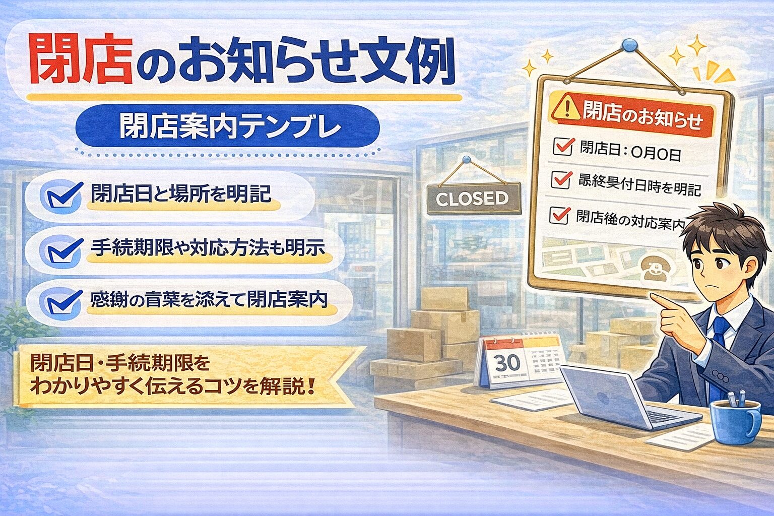 閉店のお知らせ文例