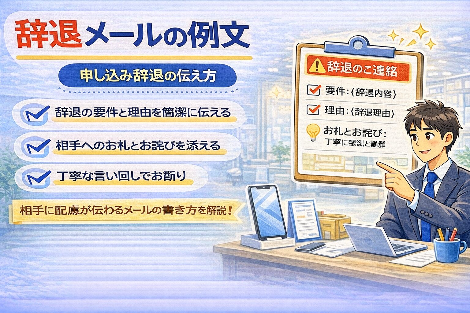 辞退メールの例文