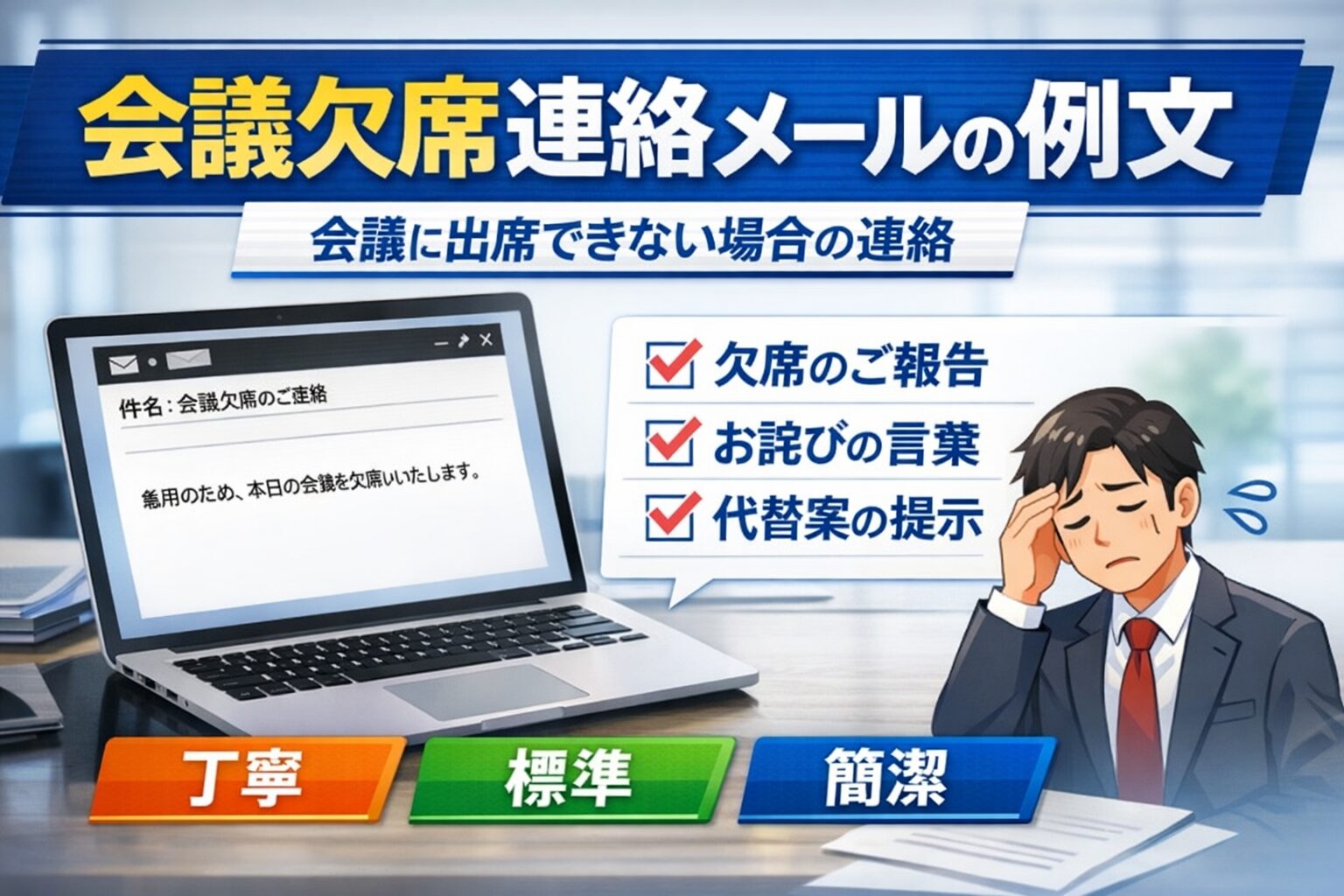 会議欠席連絡メールの例文