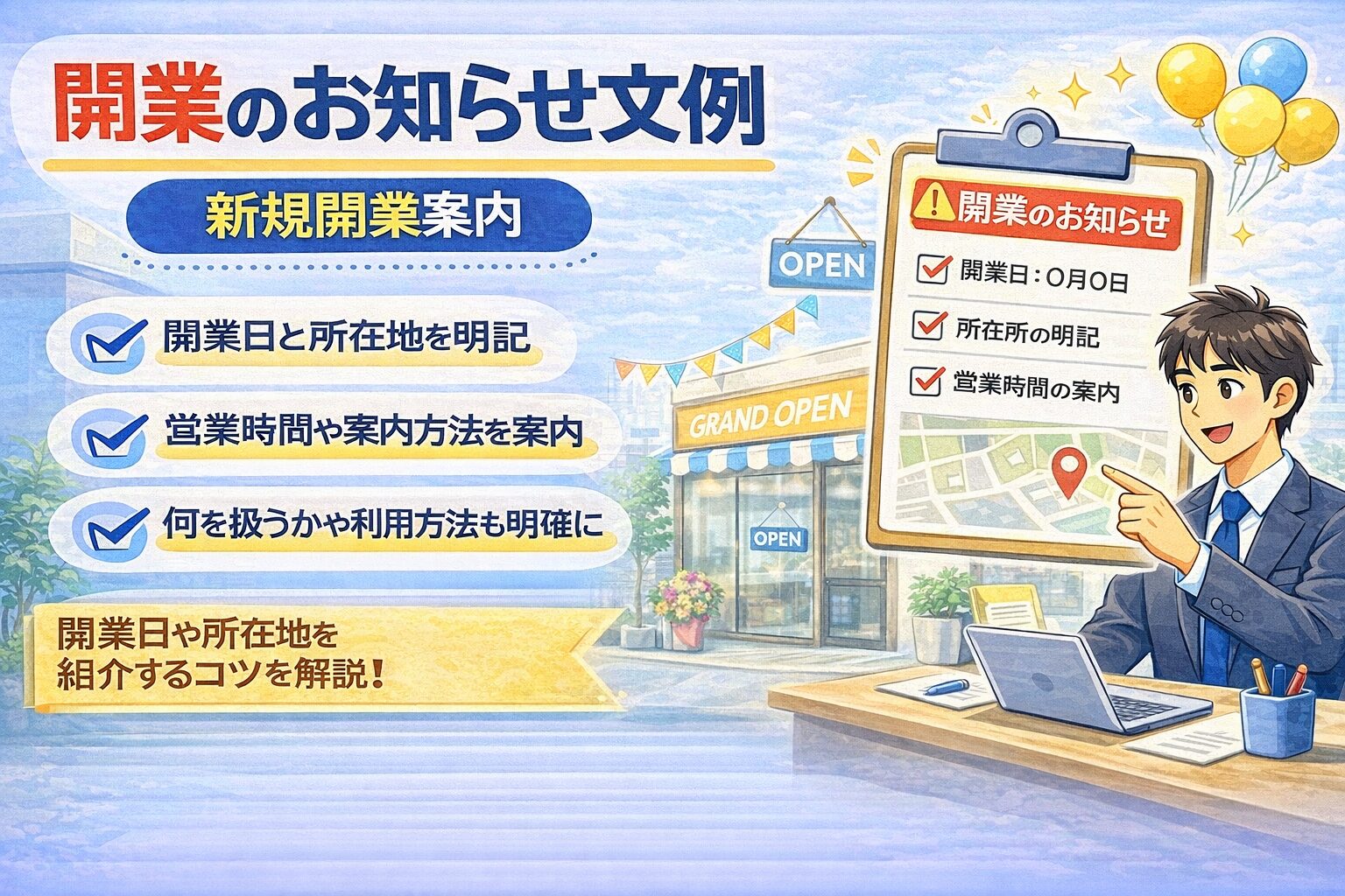 開業のお知らせ文例