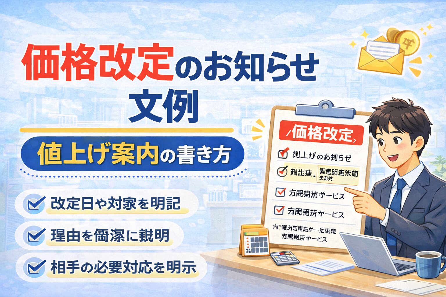 価格改定のお知らせ文例