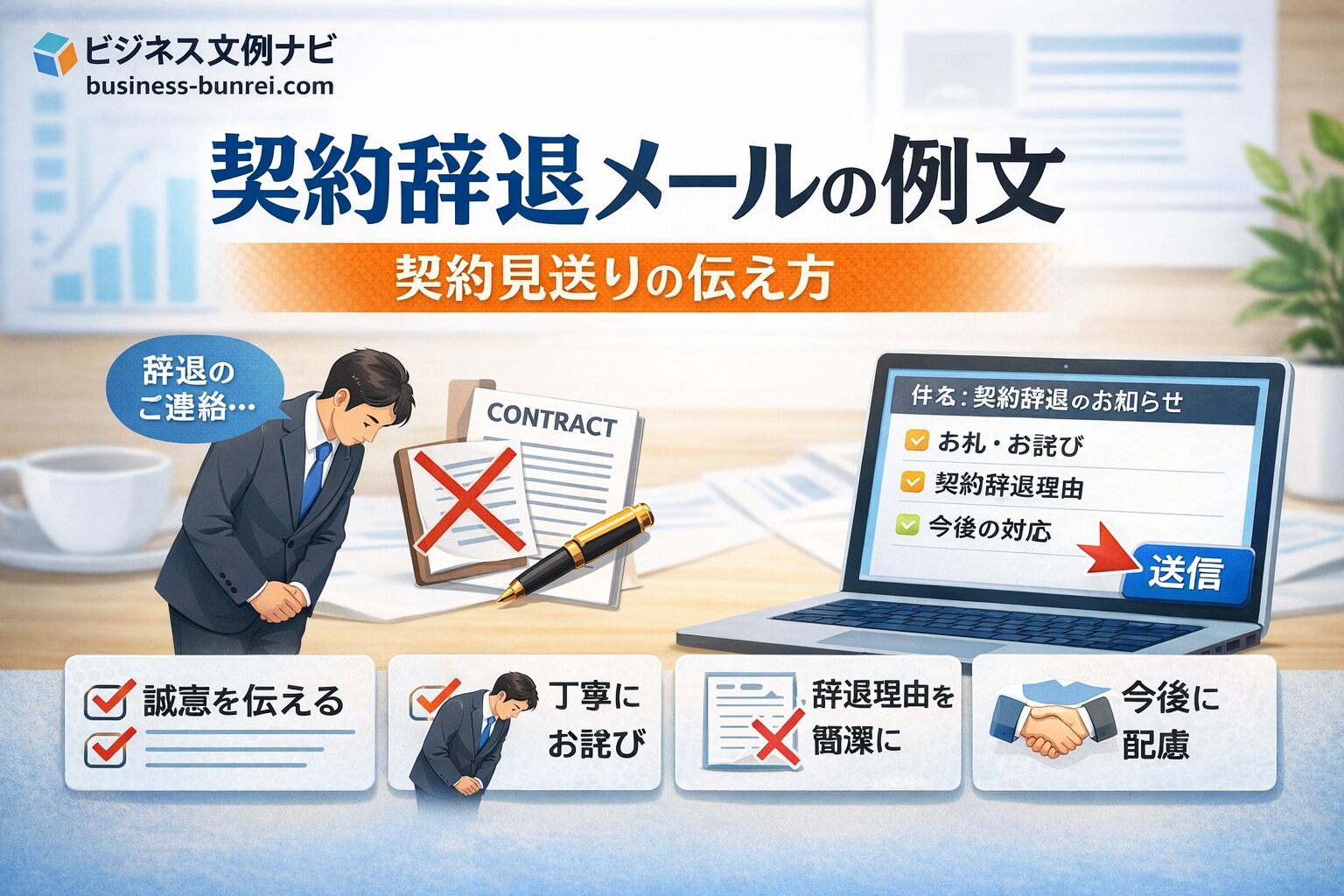 契約辞退メールの例文