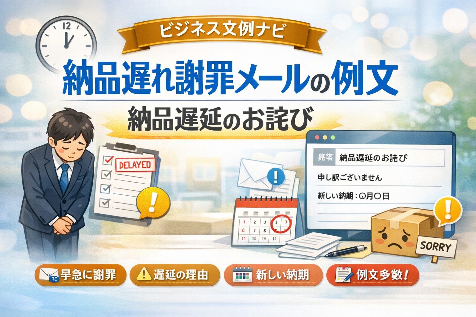 納品遅れ謝罪メールの例文