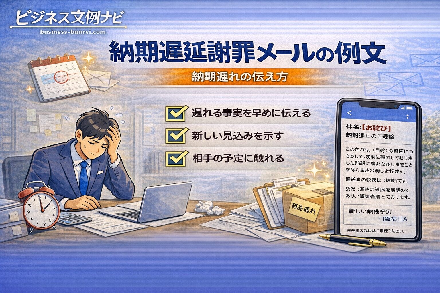 納期遅延謝罪メールの例文