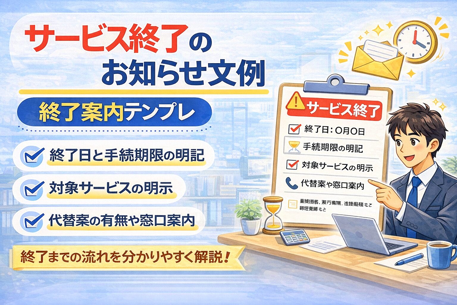 サービス終了のお知らせ文例