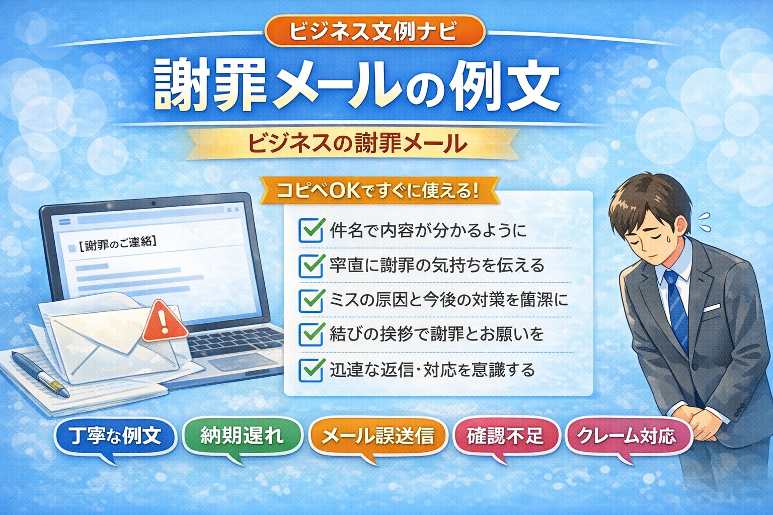 謝罪メールの例文