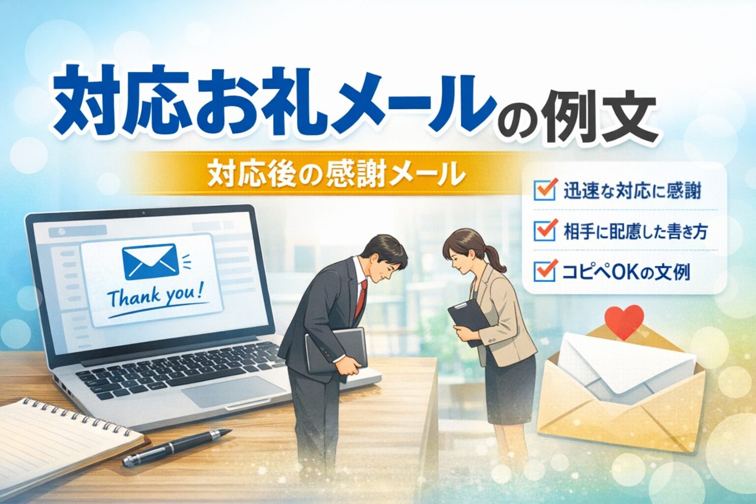 対応お礼メールの例文
