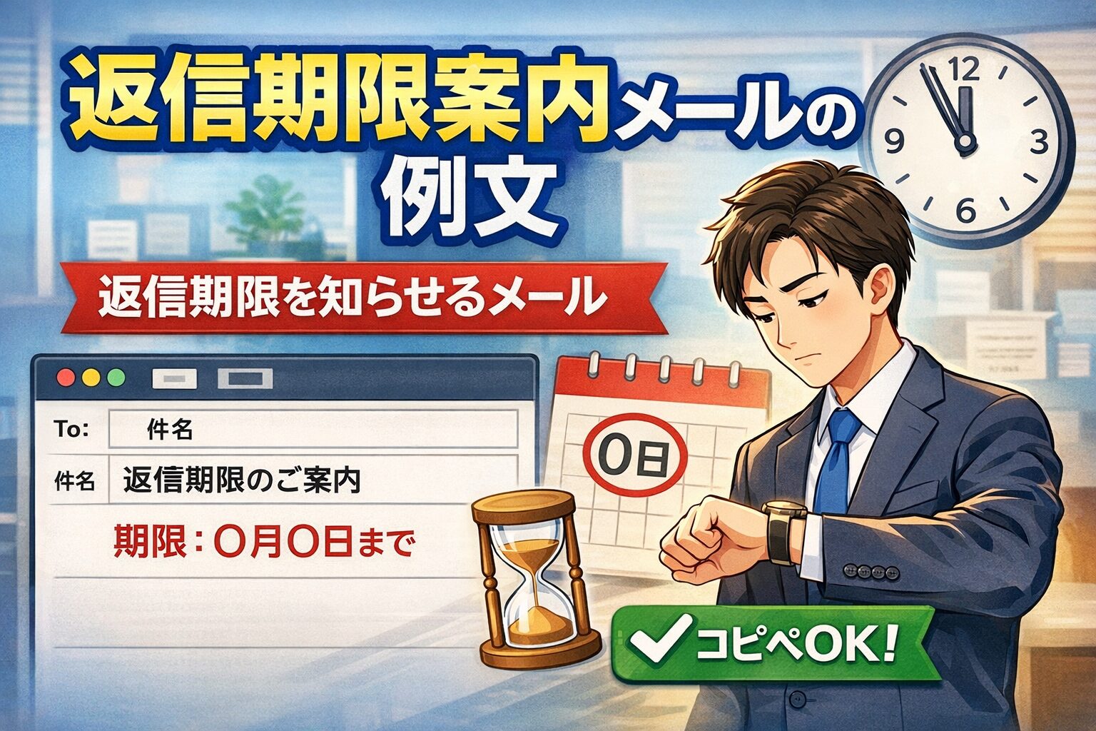 返信期限案内メールの例文