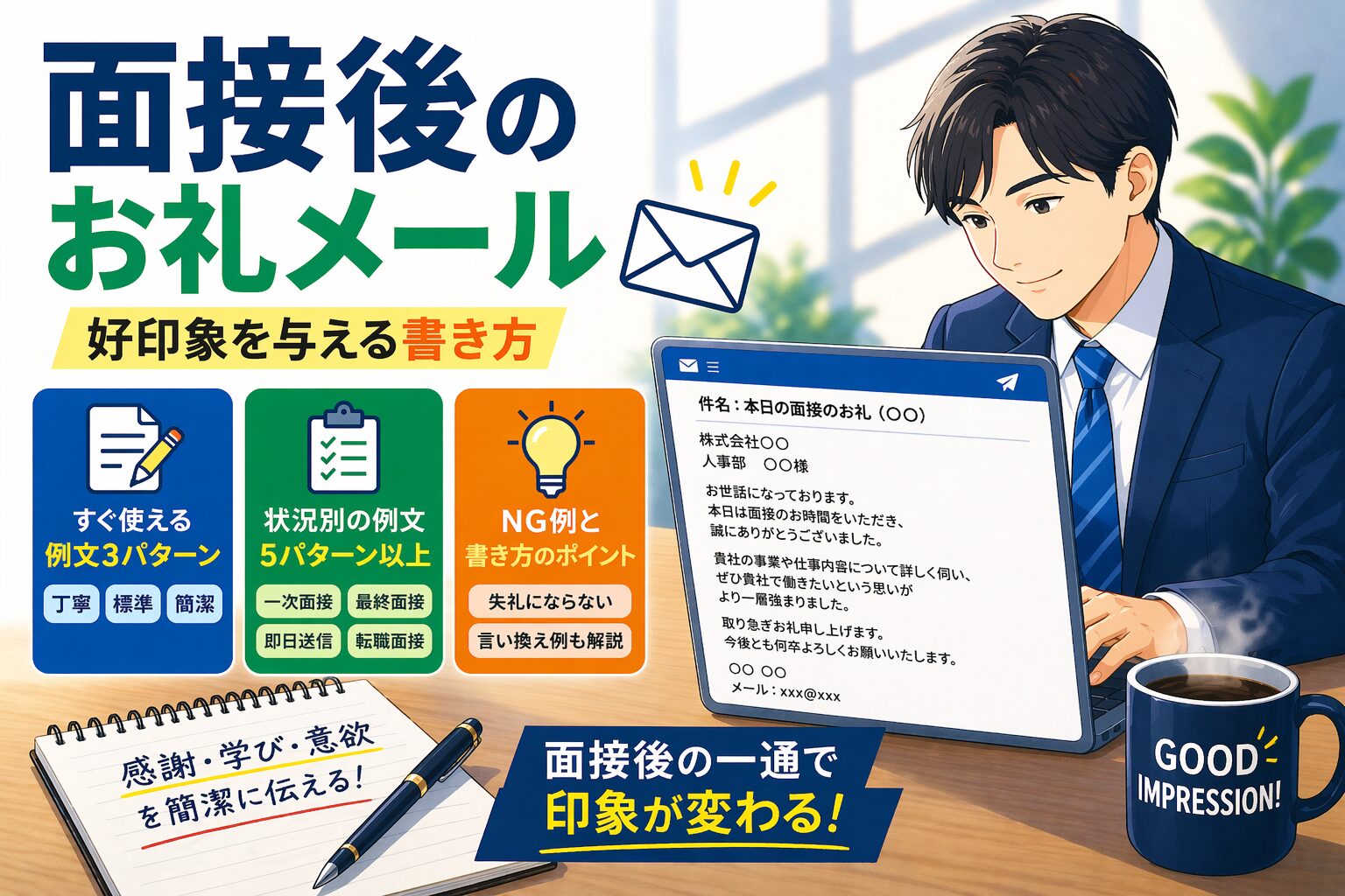 面接後のお礼メール例文