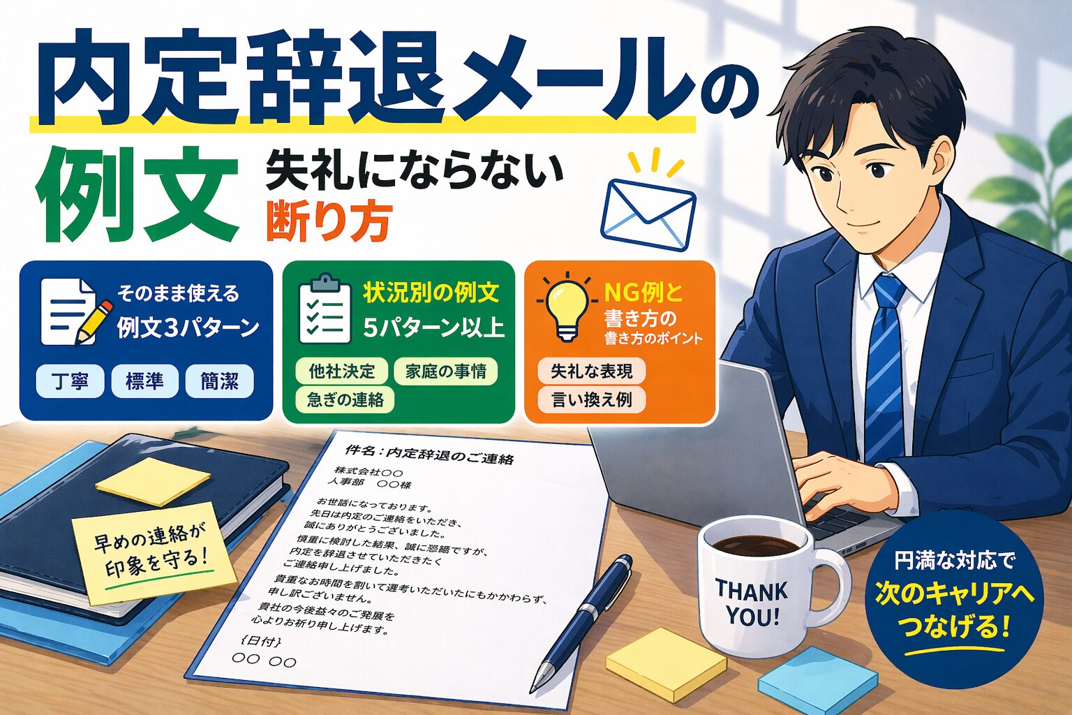 内定辞退メールの例文