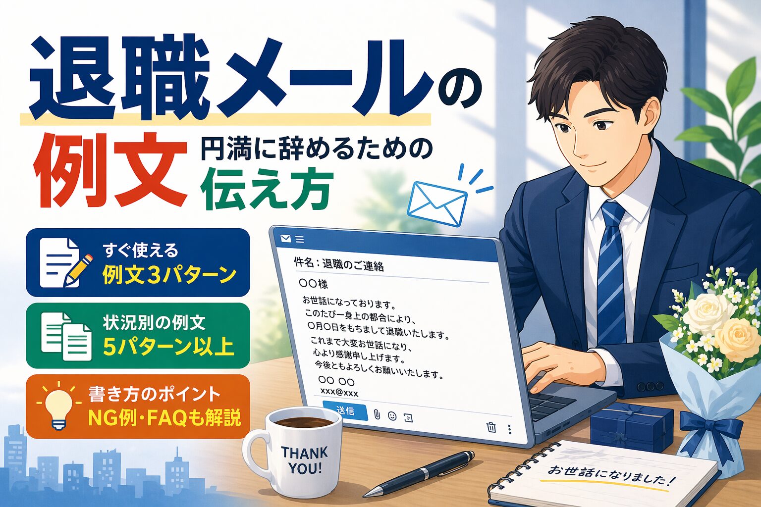 退職メールの例文
