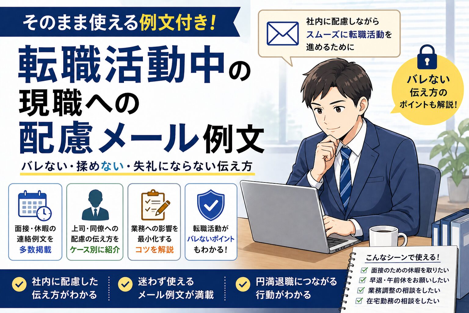 転職活動中の現職への配慮メール例文