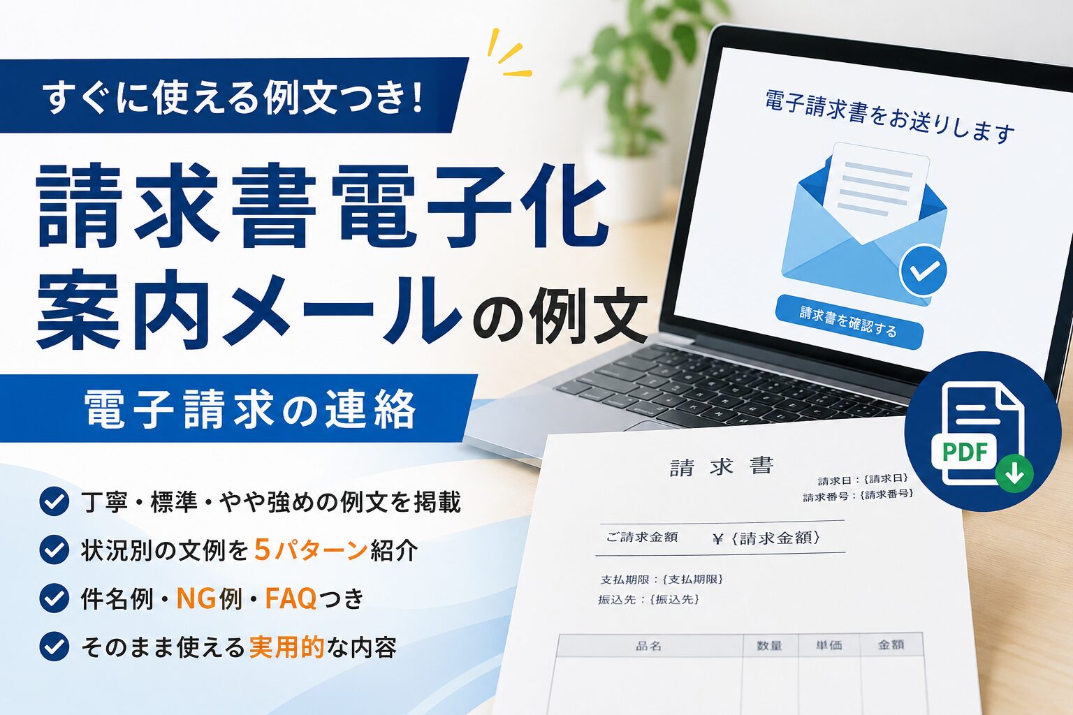 請求書電子化案内メールの例文|電子請求の連絡