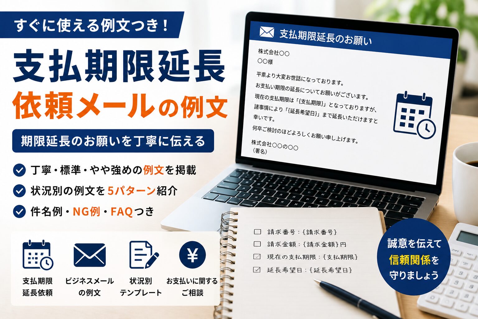 支払期限延長依頼メールの例文｜期限延長のお願い