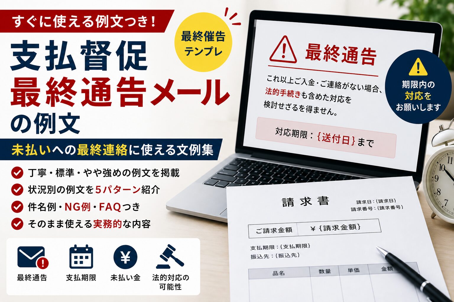 支払督促最終通告メールの例文｜最終催告テンプレ